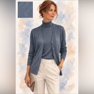 Brooks Brothers Silk Twin Set Sleeveless Turtleneck & Cardigan Medium